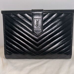 YSL clutch - vintage chevron leather